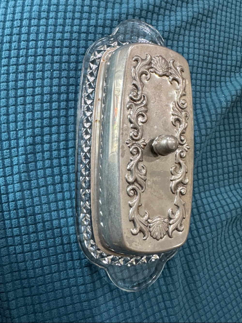 Vintage Victorian Silver Plated Covered Butter Dish with Glass Insert